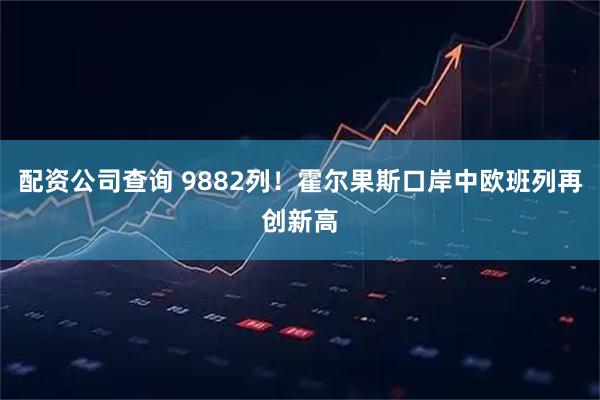 配资公司查询 9882列！霍尔果斯口岸中欧班列再创新高